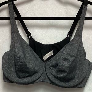 Cacique Gray and Black Full-Coverage tee shirt Bra with Adjustable Straps